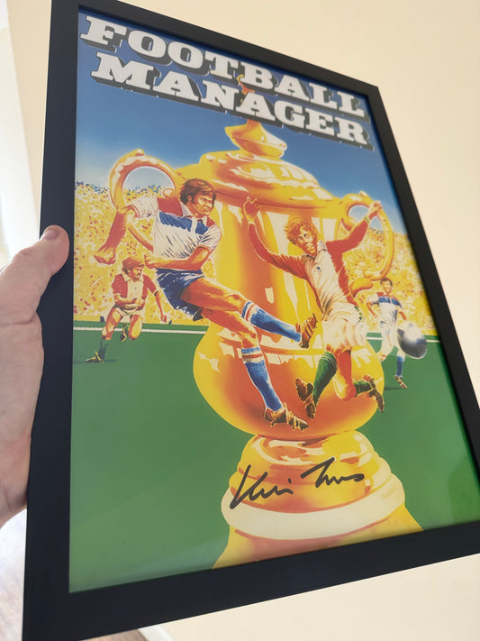 A3 Framed signed print - Football Manager, signed by Kevin Toms